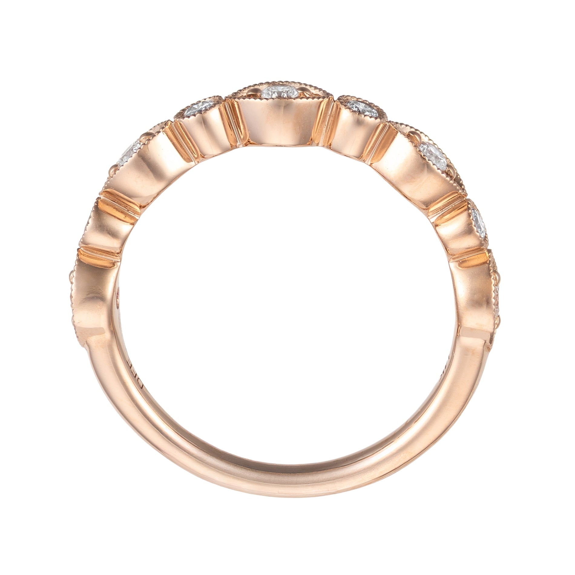 14K Rose Gold 1/4cttw Diamond Alternating Round &  Marquise Shape Band