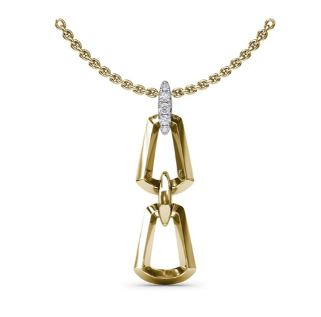 18K Two-Tone Double Trapezoid Link Pendant with Diamond Bail by Fana