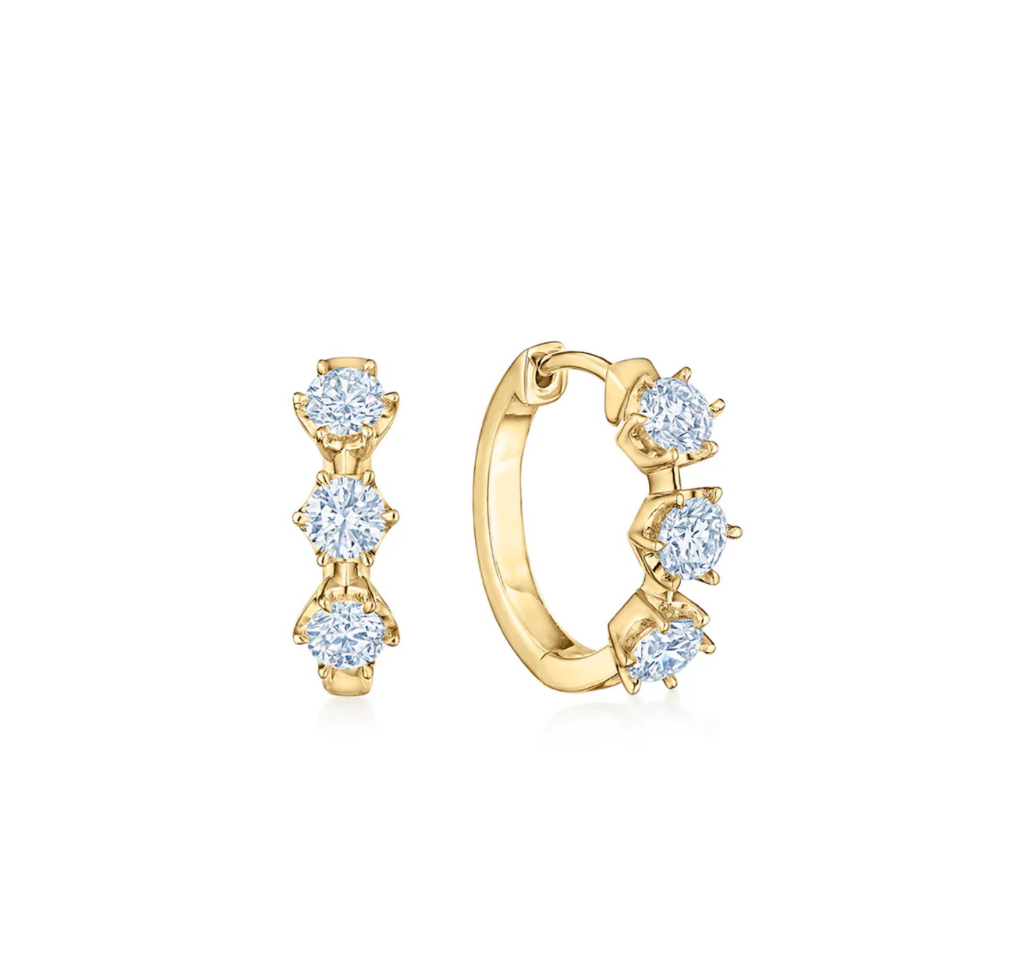 18K Yellow Gold Medium Diamond Starry Night Huggies by KWIAT