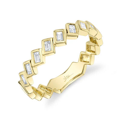 14K YG 1/4cttw Diamond Baguette Angled Bezel Band Main image