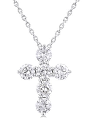 14K WG .75cttw Diamond Shared Prong Pendant Main image