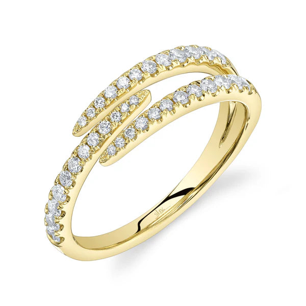 14K YG Diamond Three-Row Wrap Ring