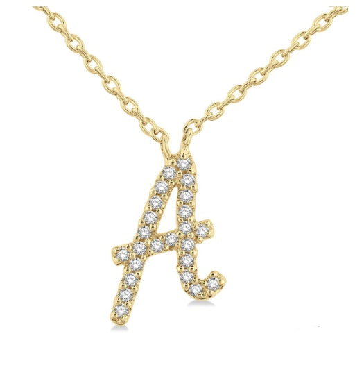 10K YG Diamond Script Initial A Pendant Main image