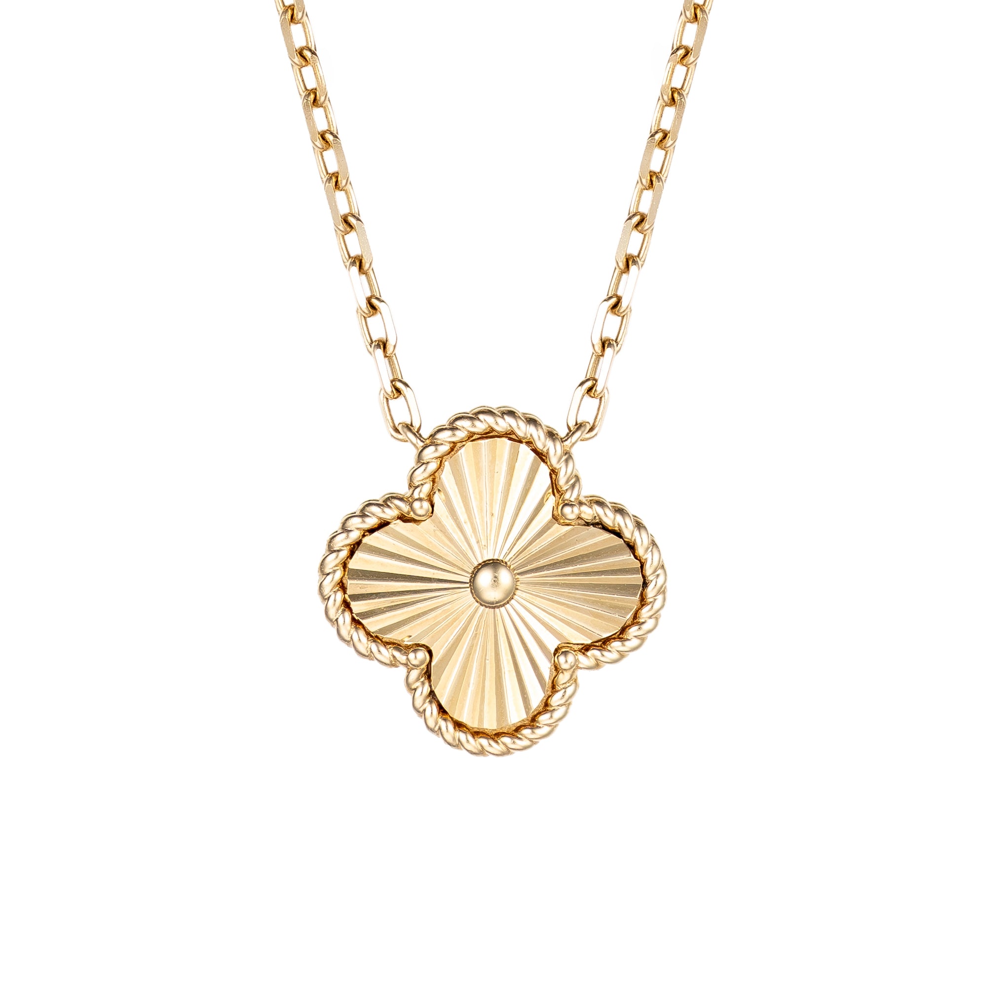 14K Yellow Gold Double Sided Gold & MOP Clover Pendant Necklace Secondary image