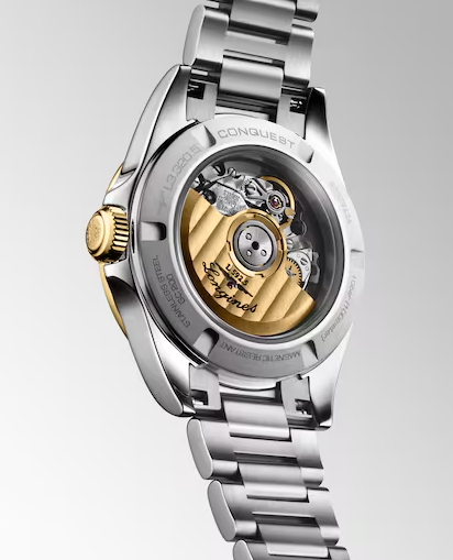Longines conquest 30mm Stainless Steel & 18K Gold Cap Watch with Silver Dial