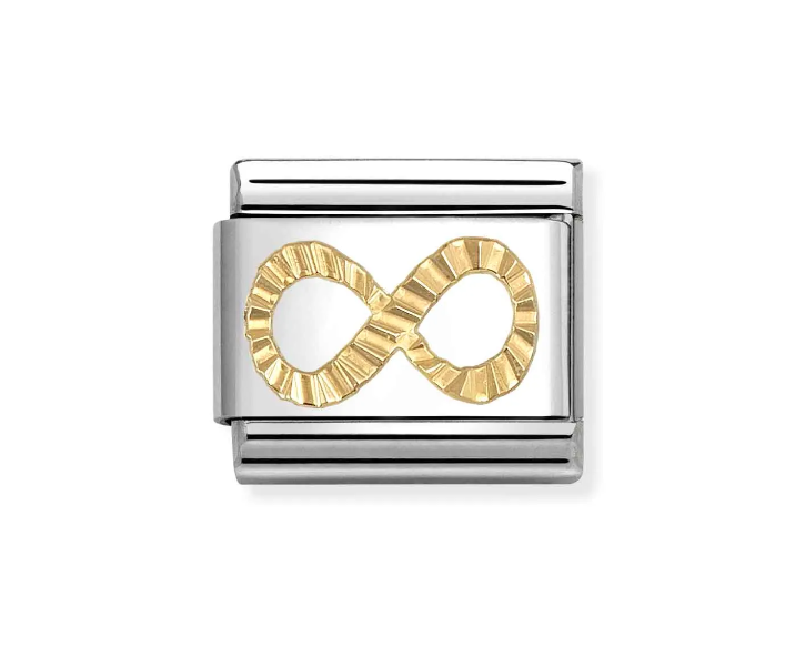 Stainless Steel & 18K Yellow Gold Diamond Cut Infinity Charm