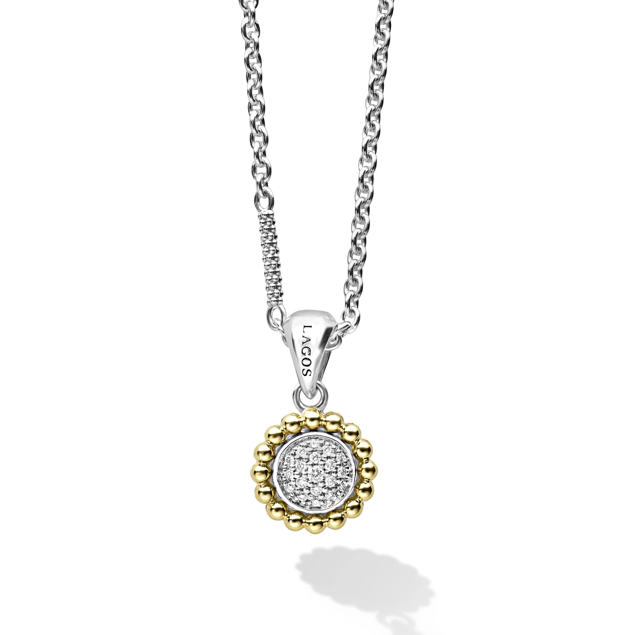 S/S 18K CAVIAR LUX DIAMOND PENDANT ON ADJUSTABLE CHAIN BY LAGOS