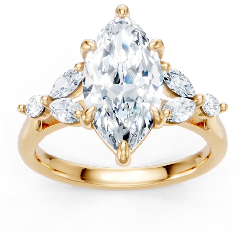 14K YG Marquise Floral Diamond Semi-Mount
