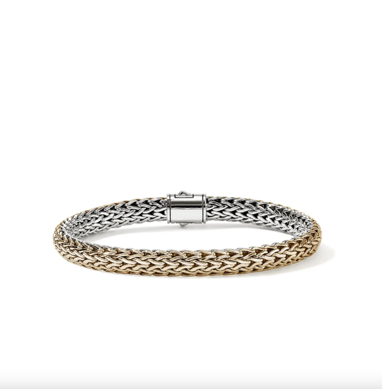Sterling Silver & 14K Yellow Gold Icon 6.5mm Reversible Bracelet with Diamond Clasp by John Hardy