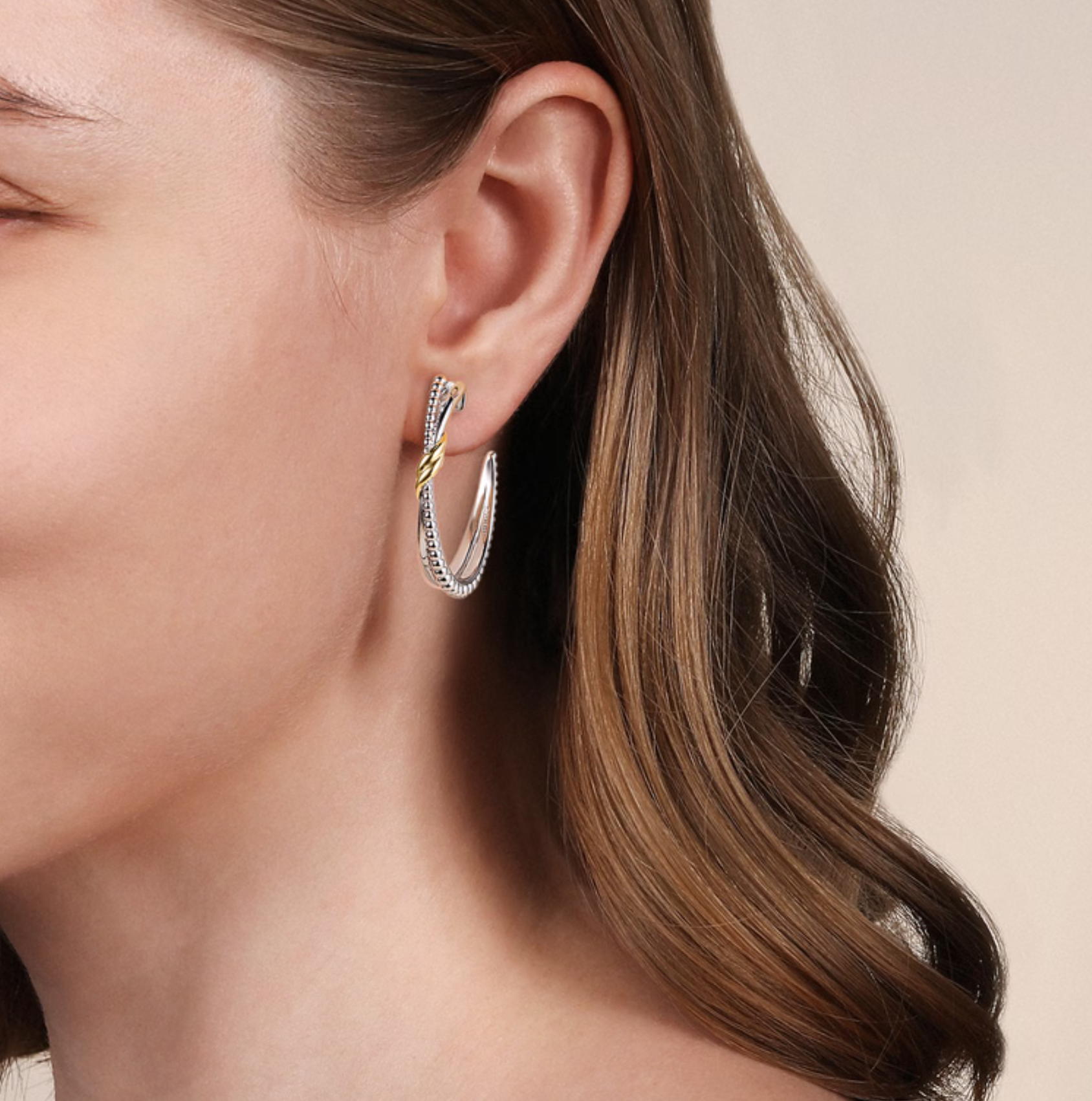 Sterling Silver & 14K Yellow Gold Bujukan J-Hoops by Gabriel NY Secondary image