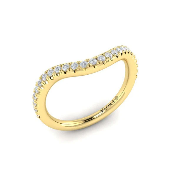 14K Yellow Gold 1/4cttw Diamond Contour Band by Vlora Secondary image