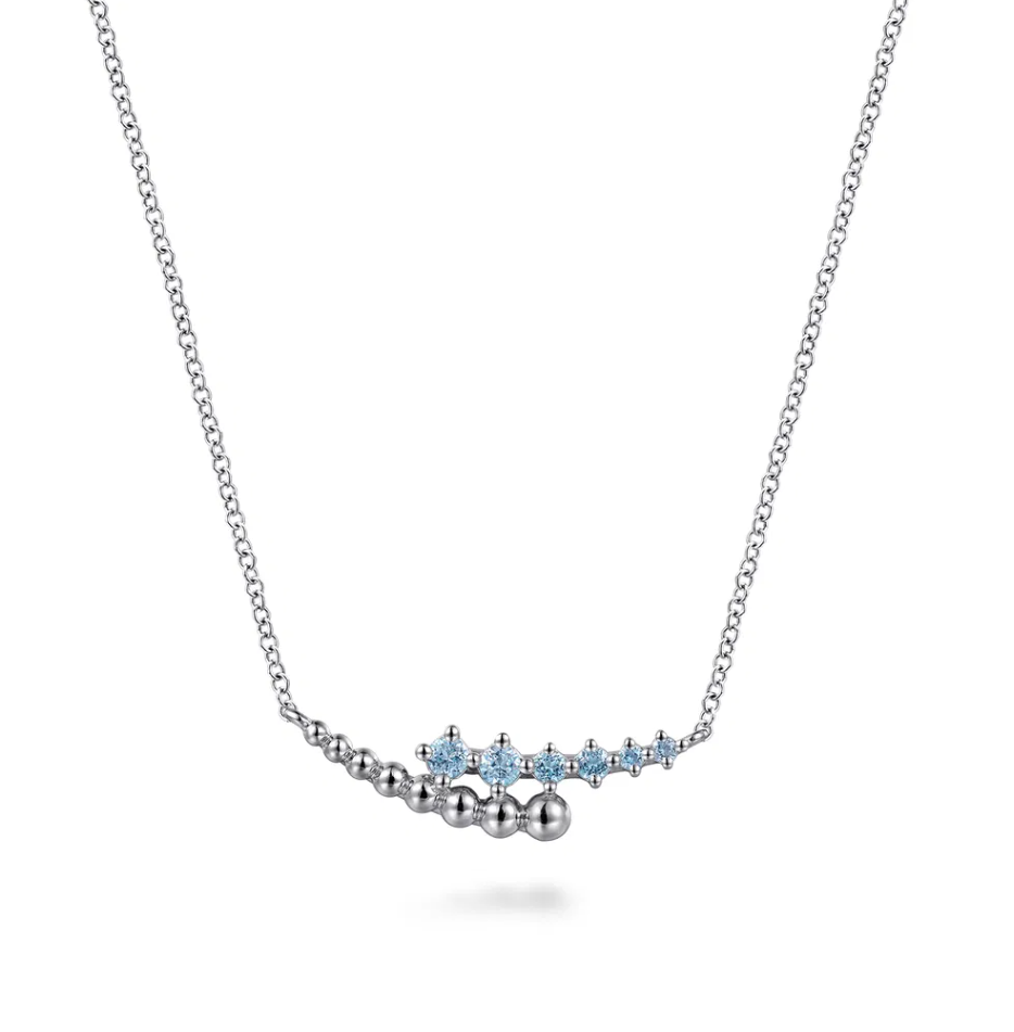 Sterling Silver Bujukan Blue Topaz Bypass Necklace by Gabriel NY