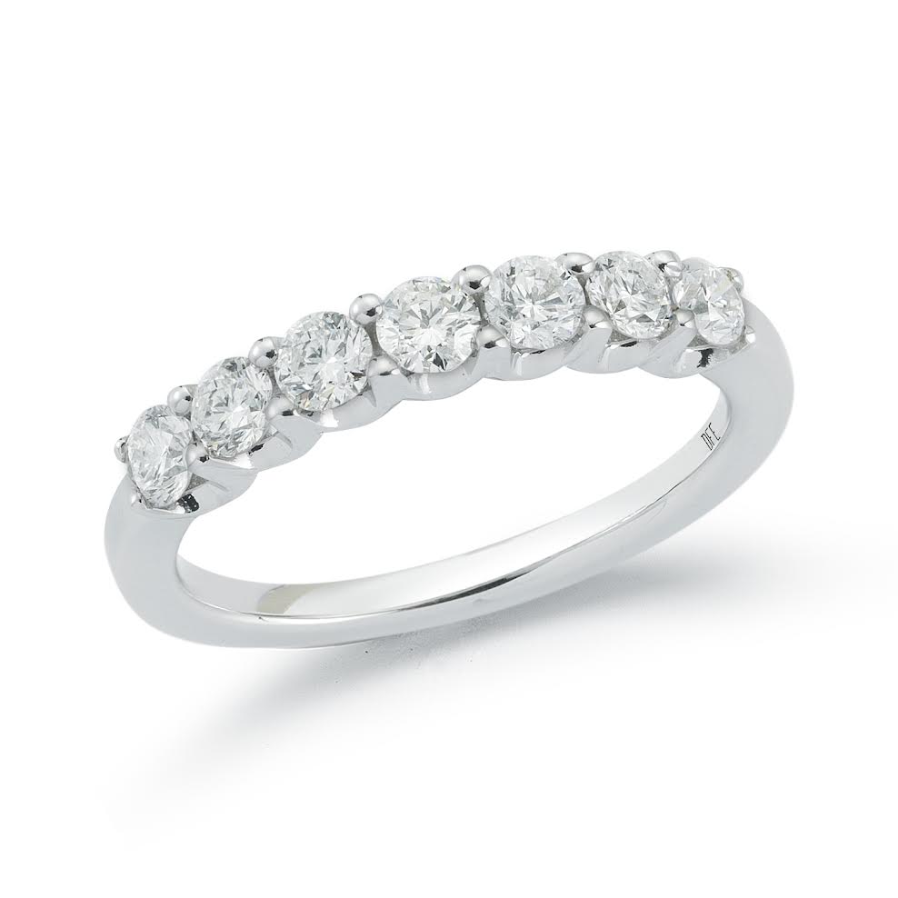 14K WG 3/4cttw 7-Stone Shared Prong Diamond Band Secondary image