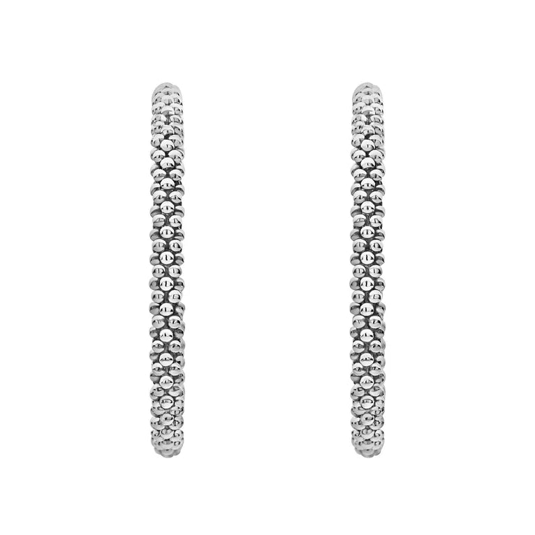 Sterling Silver Small Caviar Thin Hoop Earrings by LAGOS