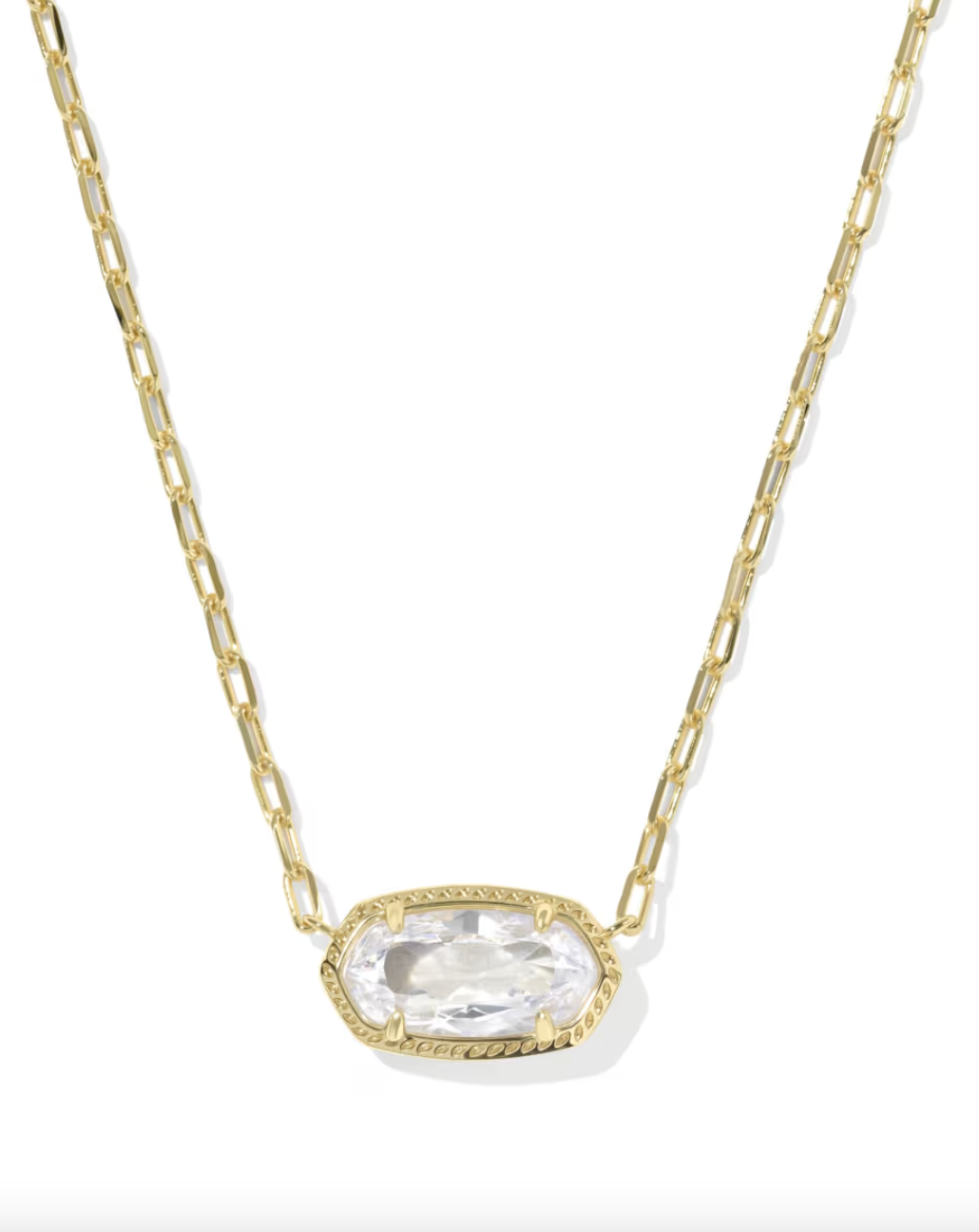 Gold Plated Elisa Luxe Pendant Necklace in White CZ by Kendra Scott