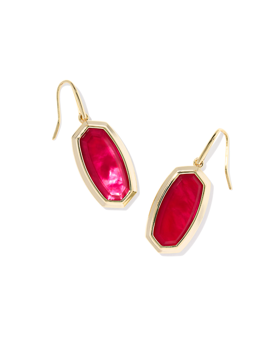 Gold Plated Dani Bezel Drop Earrings in Carmine Red Illusion by Kendra Scott Main image