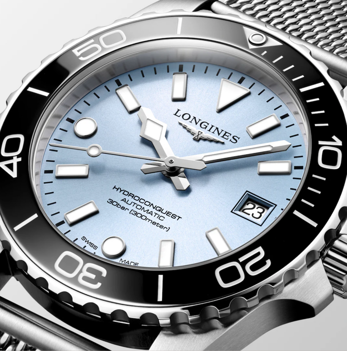Longines HydroConquest 39mm Watch with Frosted Blue Dial