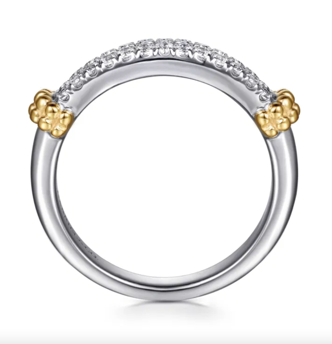 Sterling Silver & 14K YG Stackable White Sapphire Band by Gabriel NY
