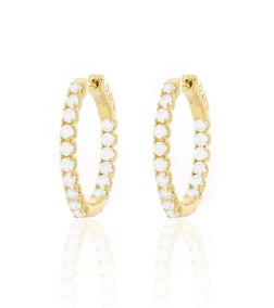 14K YG 1 2/5cttw Diamond Oval Inside Out Hoops Main image