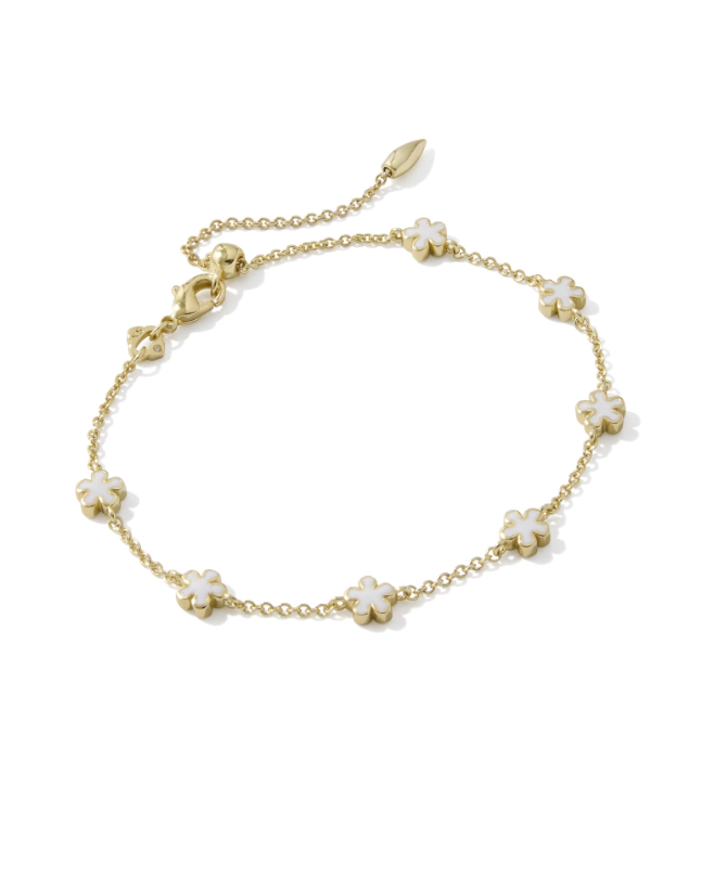Gold Plated Jane Delicate Chain Bracelet in White Enamel by Kendra Scott Main image