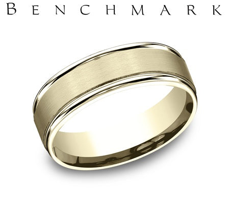 10K Yellow Gold "The Washington" Satin Center Men's Band by Benchmark Main image