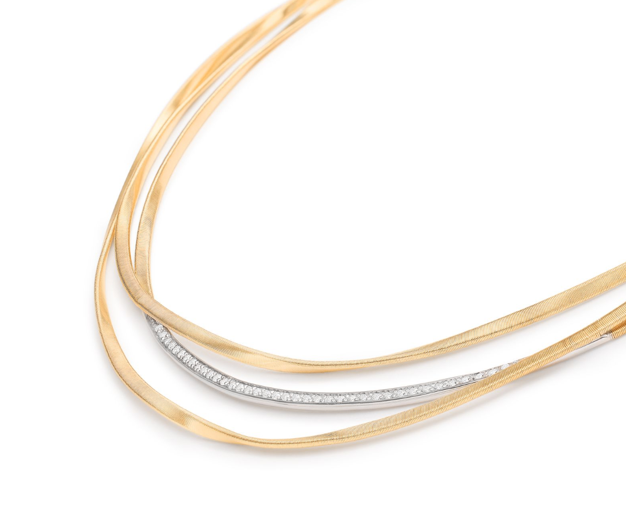 18K YG Marrakech 3-Strand Coil Necklace with Diamond Bar by Marco Bicego