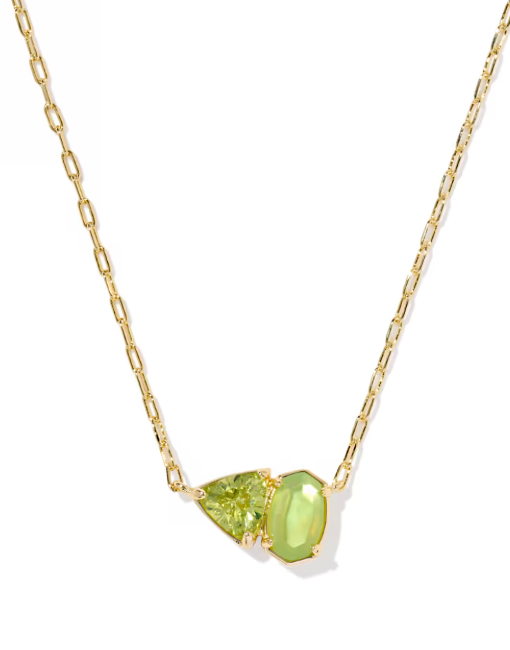 Gold Plated Tatum August Short Pendant Necklace in Light Green Magnesite by Kendra Scott