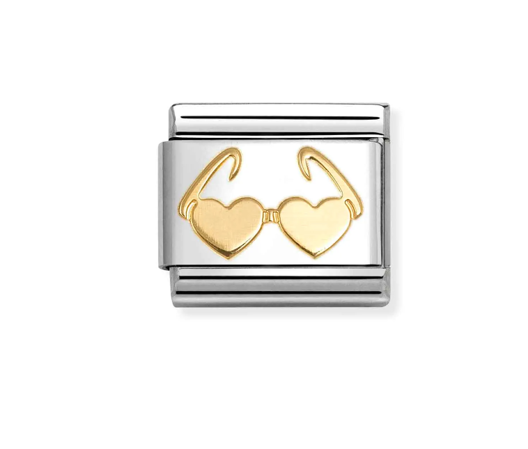 Stainless Steel & 18K Yellow Gold Heart Sunglasses Charm