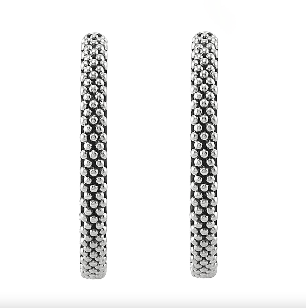 Sterling Silver 25mm Signature Caviar Hoop Earrings by LAGOS