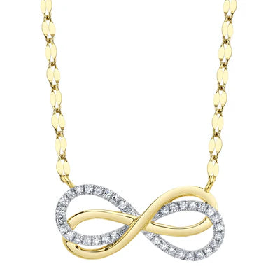 14K YG Diamond Infinity Layered Pendant with Sparkle Chain