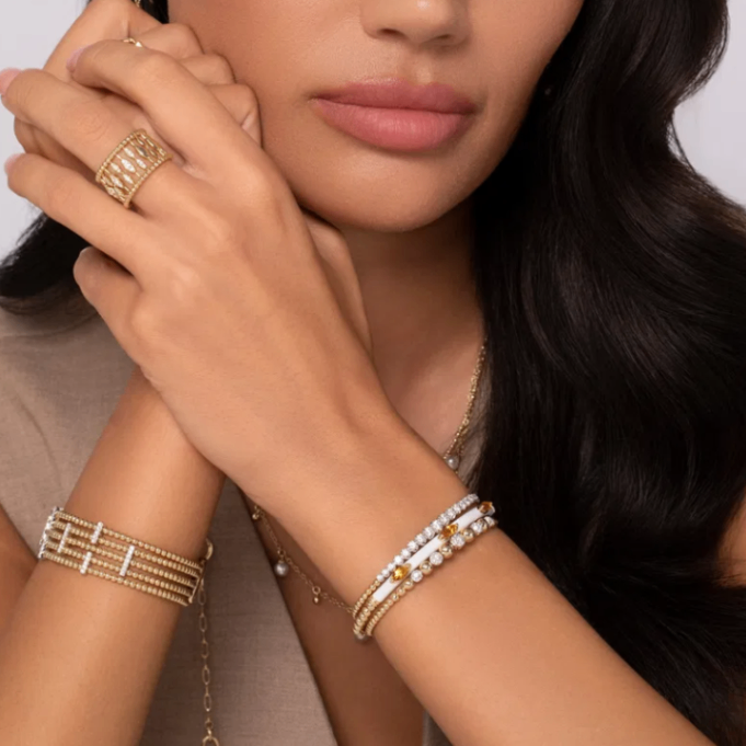 14K Two-Tone Graduated Diamond Bujukan Bangle by Gabriel NY
