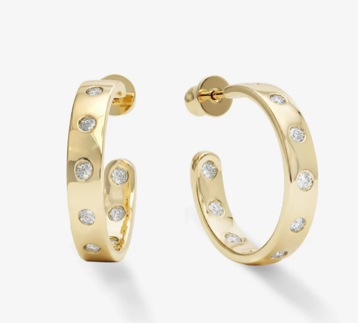 18K Gold Plated Ashley Rodeo 1" Hoops in White CZ by Melinda Maria Main image