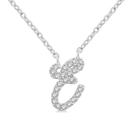 10K WG .07cttw Dia Script Initial E Pendant Main image
