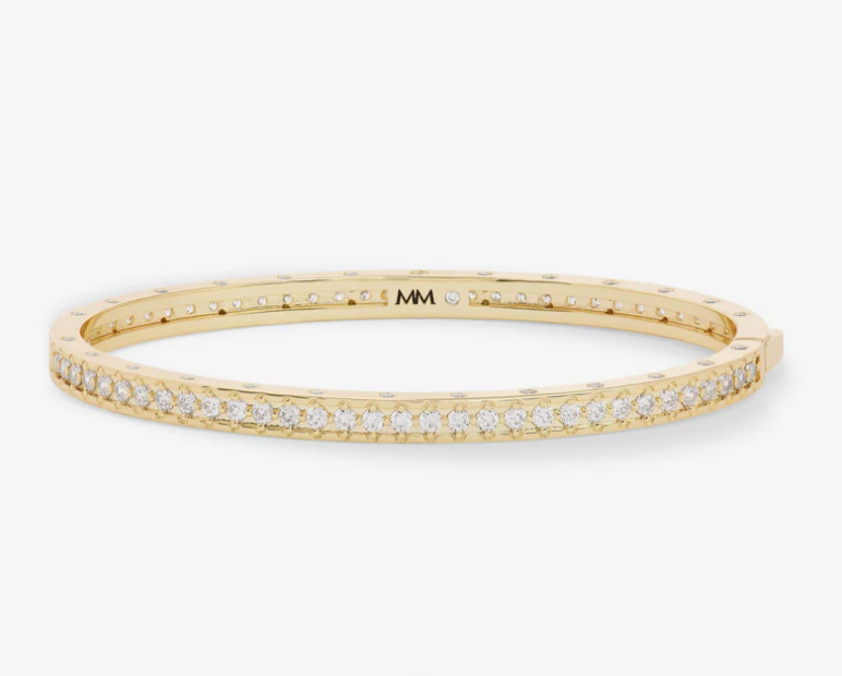 18K Gold Plated Ashley Pave Cuff in white CZ by Melinda Maria