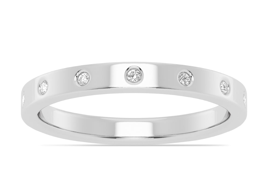 14K WG 1/20cttw Diamond Burnished Set Band by Imagine Bridal