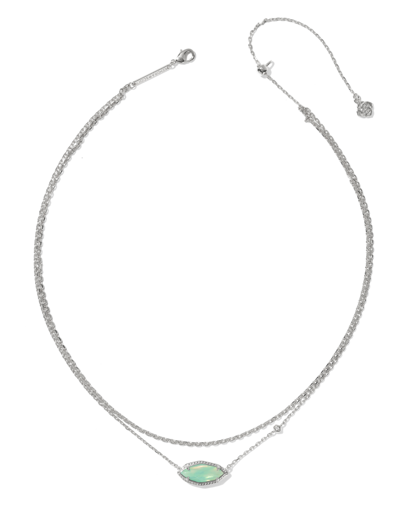 Rhodium Plated Ophelia Multi Strand Necklace in Mint Iridescent Abalone by Kendra Scott