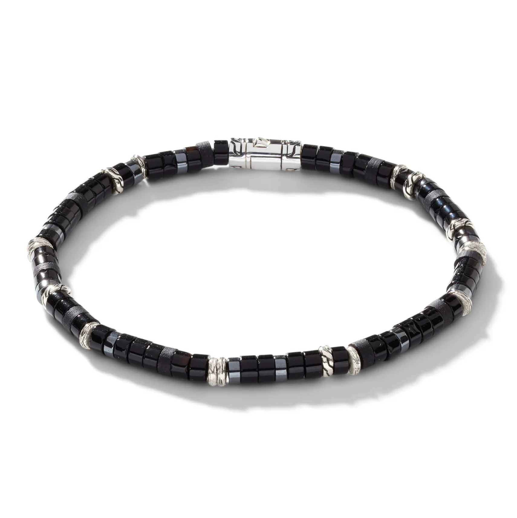 Sterling Silver & Treated Black Onyx Heishi 4mm Bracelet with Hematite by John Hardy Main image