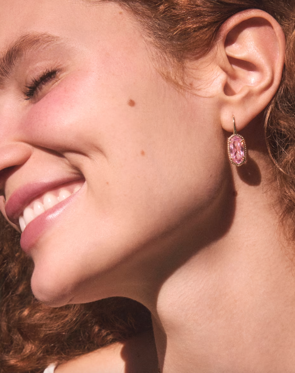 Gold Plated Lee Luxe Drop Earrings in Light Pink CZ by Kendra Scott