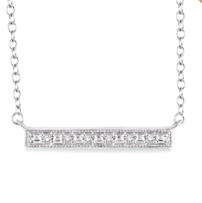 Sterling Silver 1/20cttw Diamond Bar Pendant Necklace