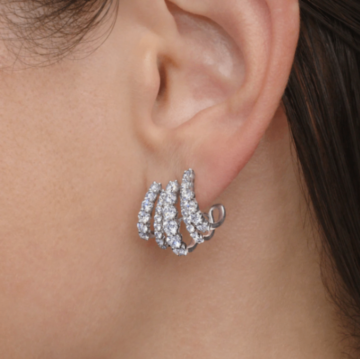 18K White Gold Diamond Lyric 5-Row Huggies by KWIAT