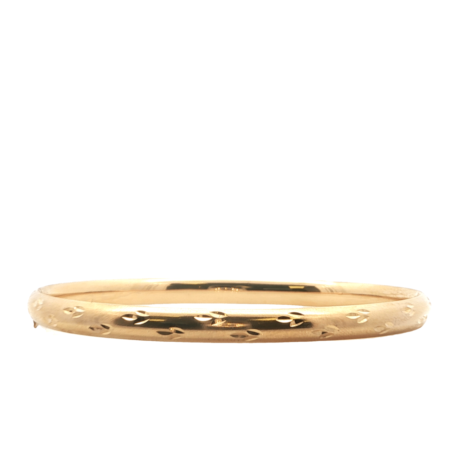 14K YG Hollow Slide Bangle with 3 Leaf Design *Estate Item Sold as is, Final Sale*