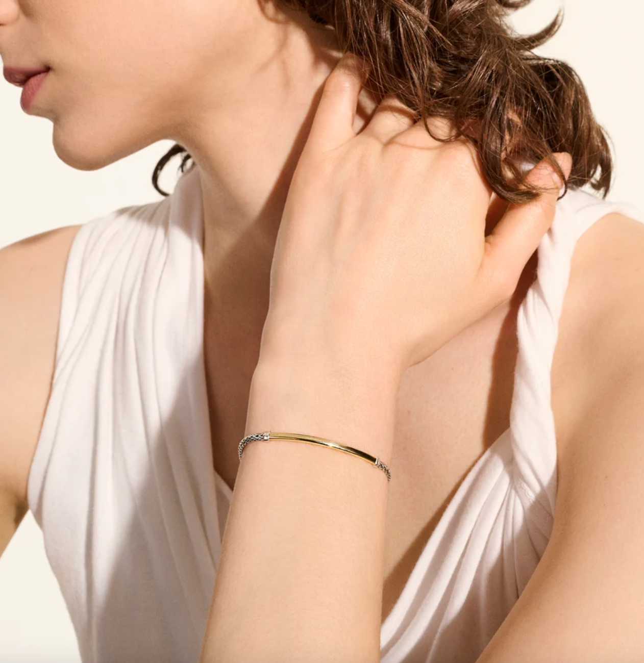 Sterling Silver & 14K Yellow Gold Essential Bar Bracelet by John Hardy Secondary image