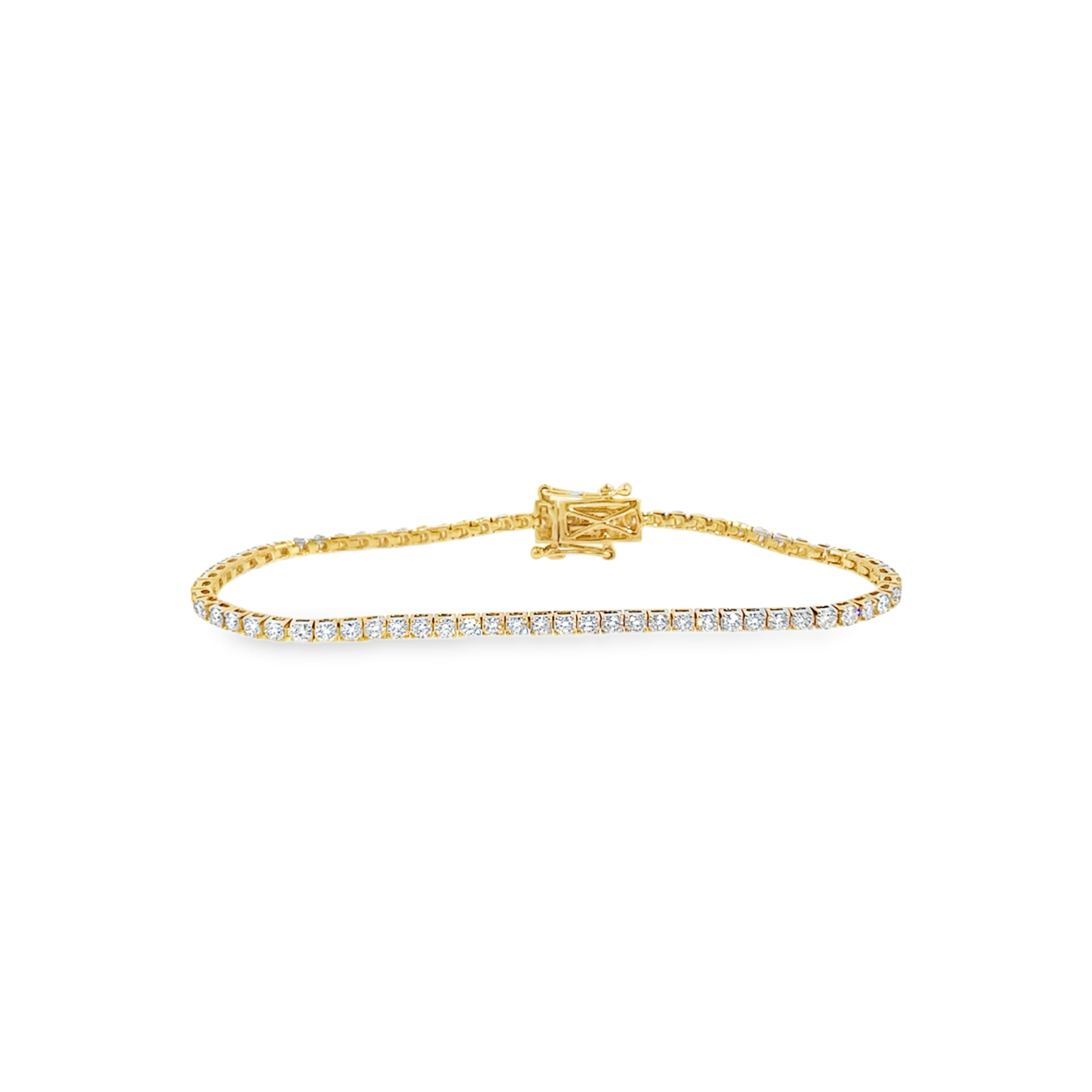 14K Yellow Gold 3ct Diamond Tennis Bracelet