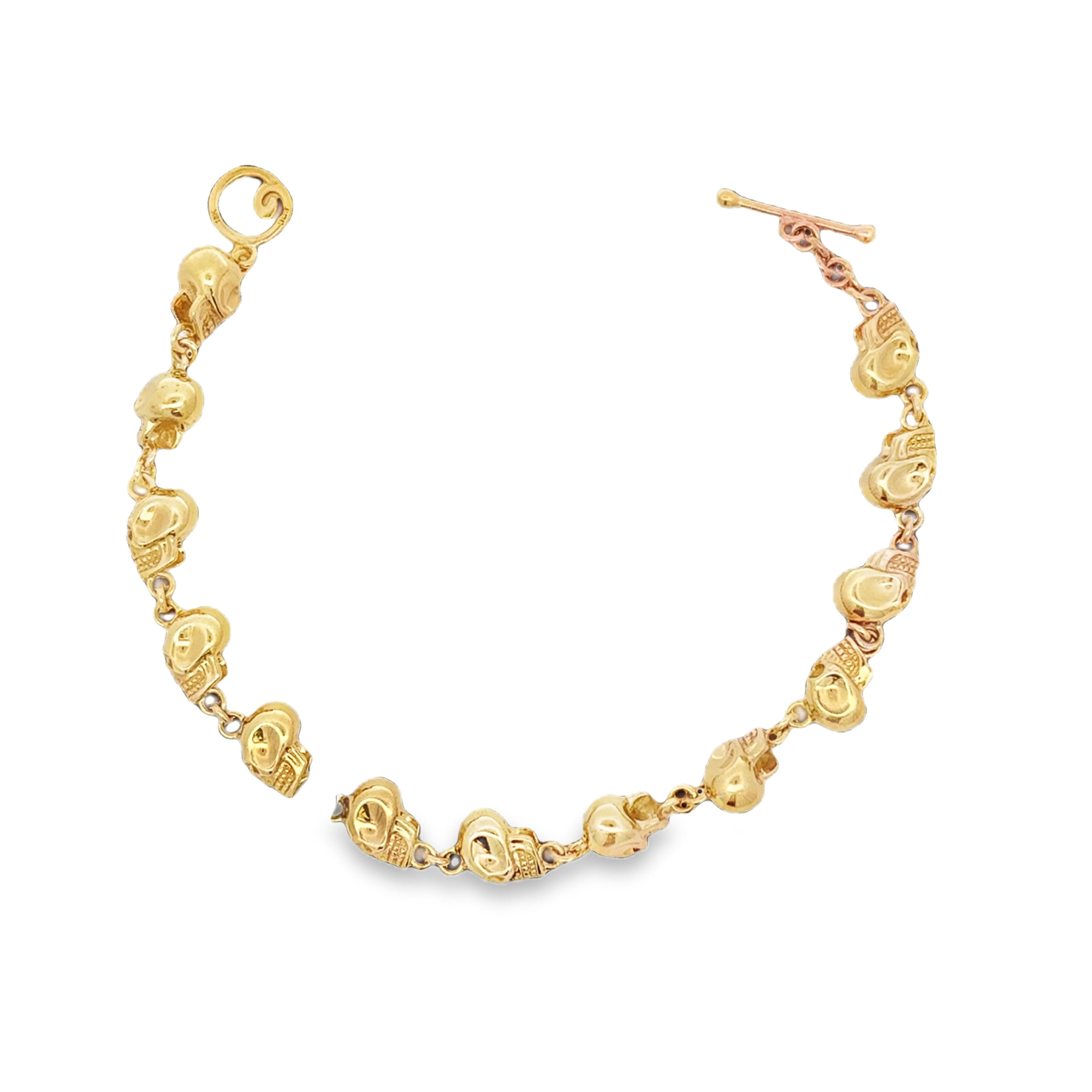 18K YG Carved Skull Bracelet by Erica Courtney
