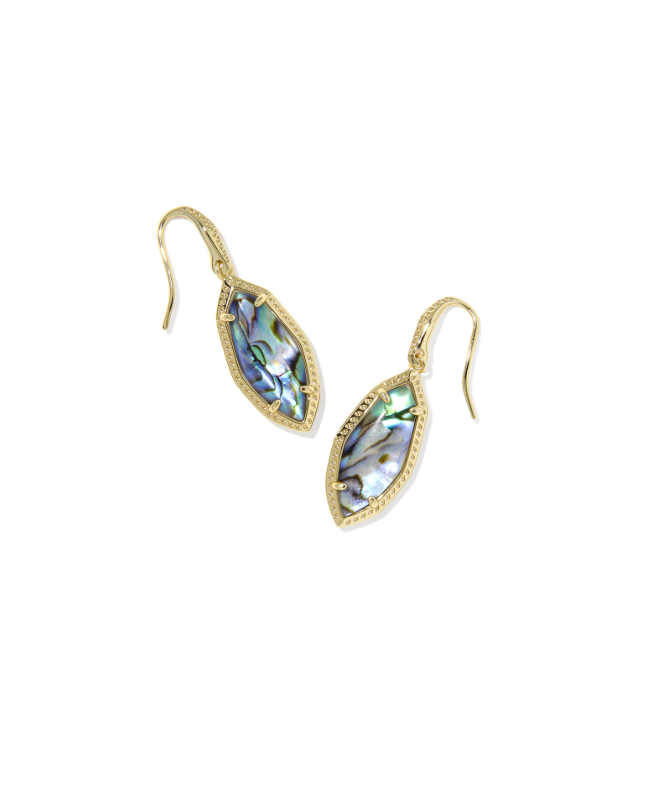 Gold Plated Ophelia Small Drop Earrings in Abalone Shell by Kendra Scott