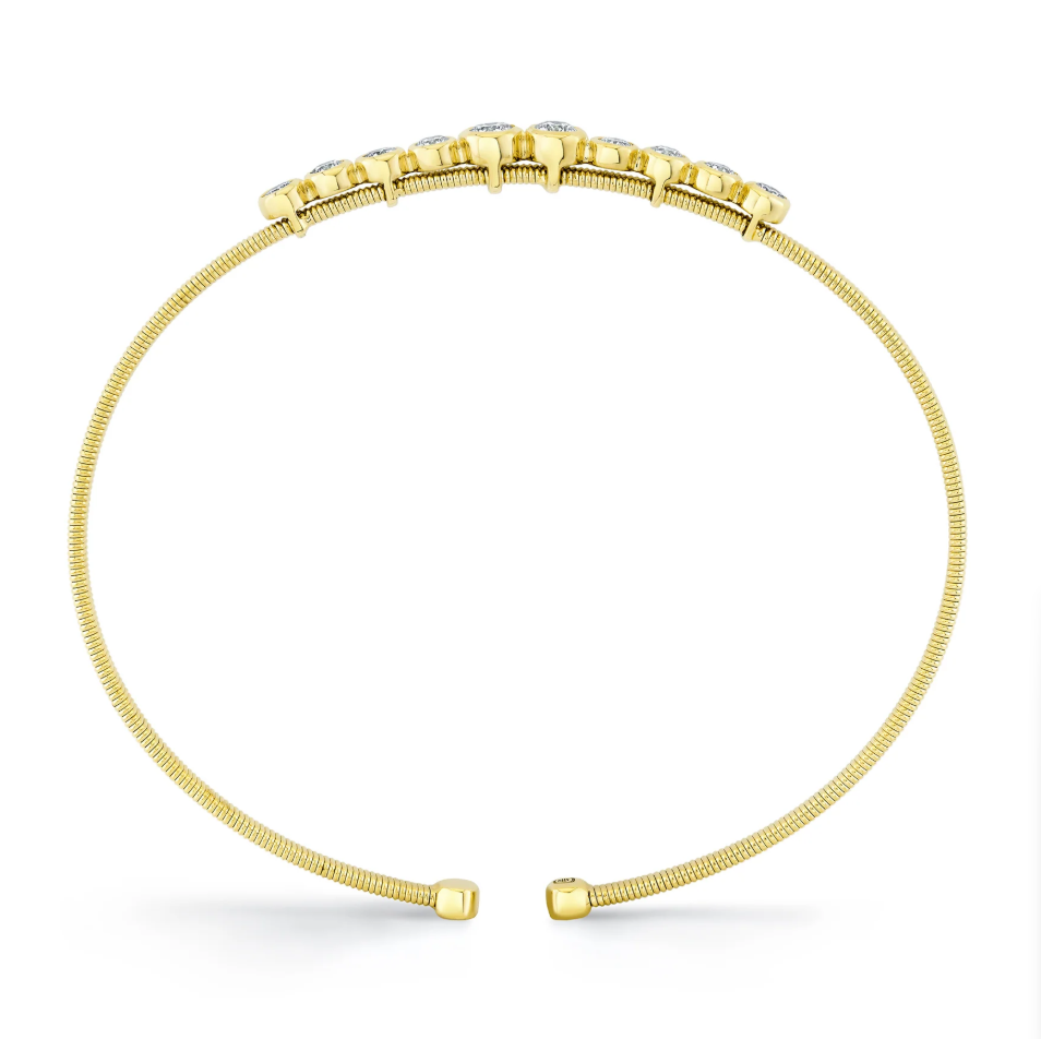 14K YG 1/2cttw Round Diamond Bezel Bangle by Shy Creation Main image