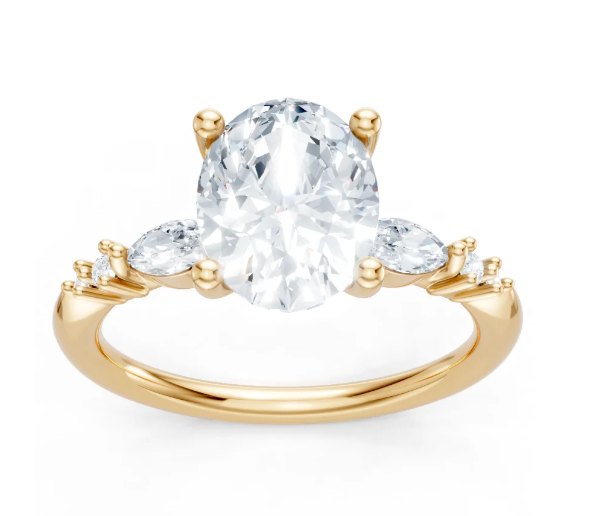 14K YG Oval 1/4cttw Diamond Marquise & Round Accented Semi-Mount by Imagine Bridal