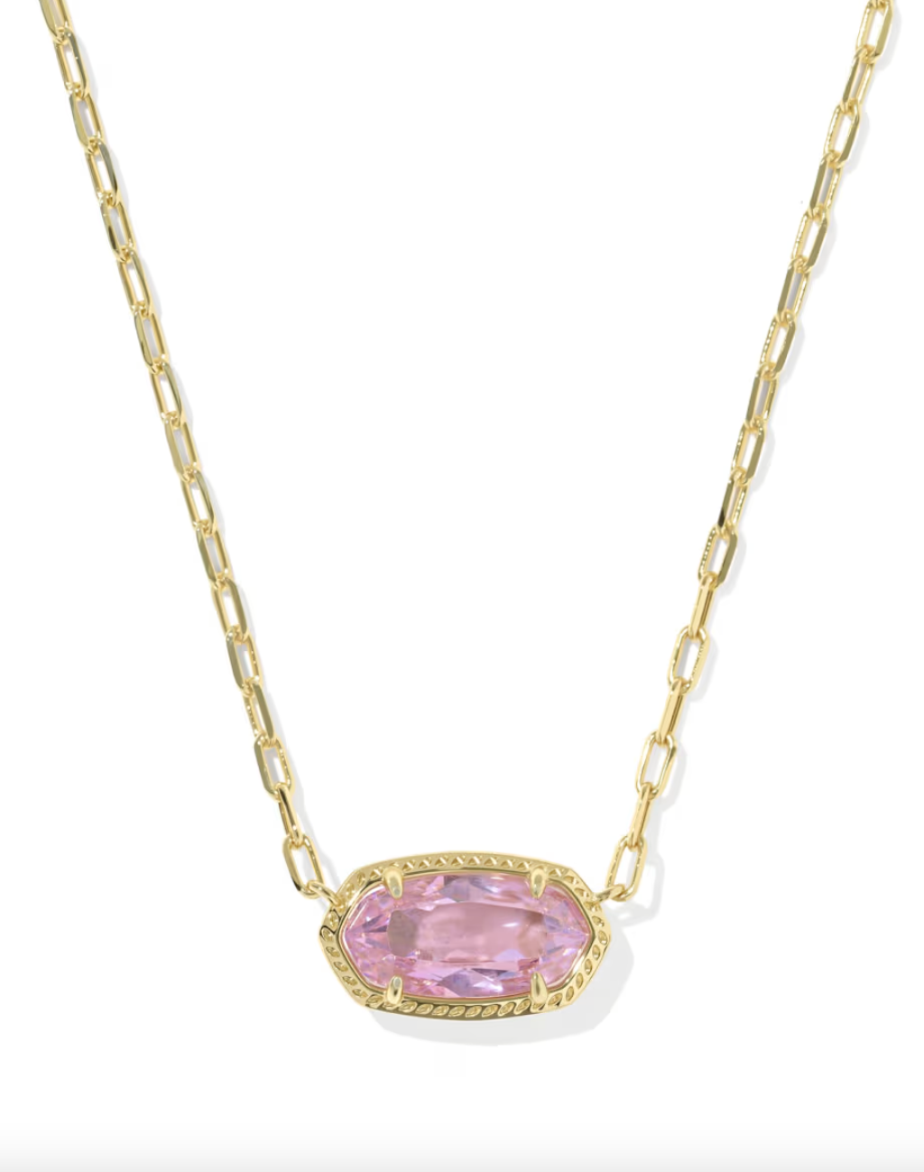 Gold Plated Elisa Luxe Pendant Necklace in Light Pink CZ by Kendra Scott