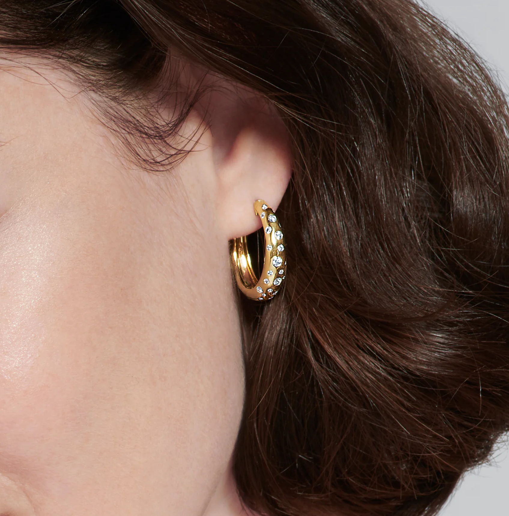 18K Yellow Gold Diamond Cobblestone Hoops by KWIAT Secondary image