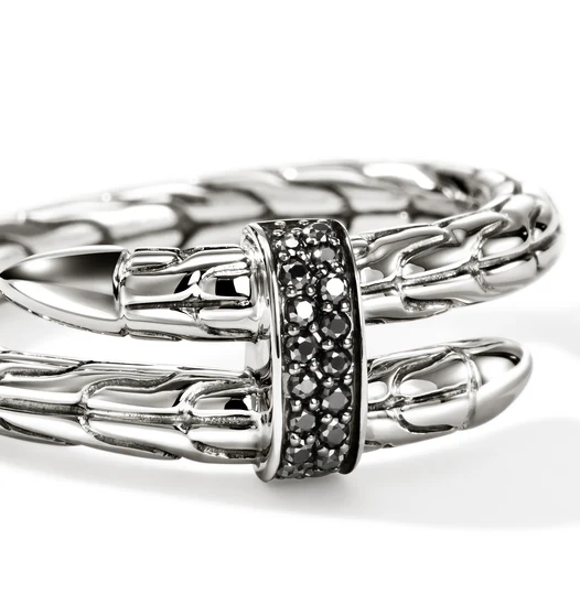 Sterling Silver Spear Ring with Treated Black Sapphires by John Hardy